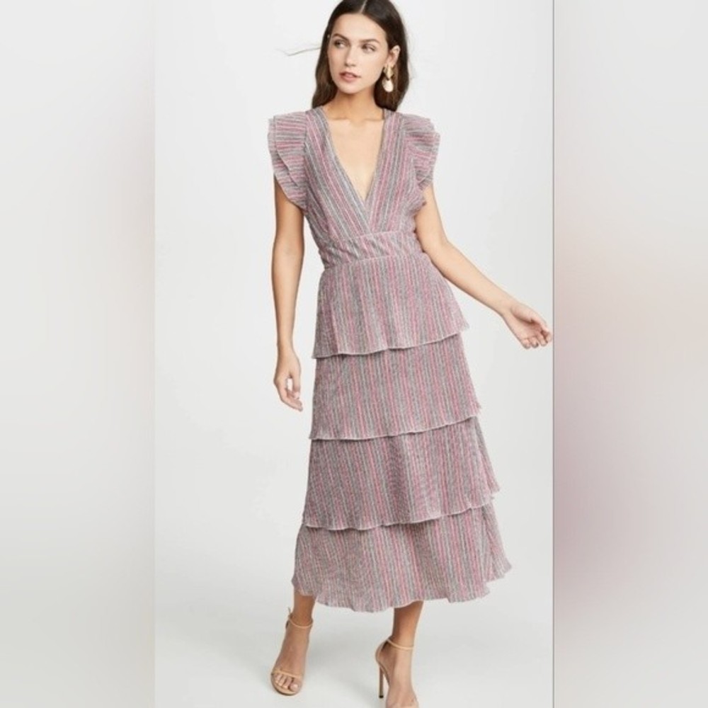 SAYLOR Luba Rainbow Lurex Multi Tiered Dress Womens Size XS *Read*